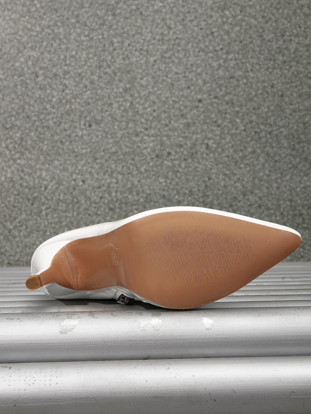 Heels Pointed Toe High Heel Short Boots White Fine Heel Pleated Short Boots Pointed Toe Skinny British Ankle Boots