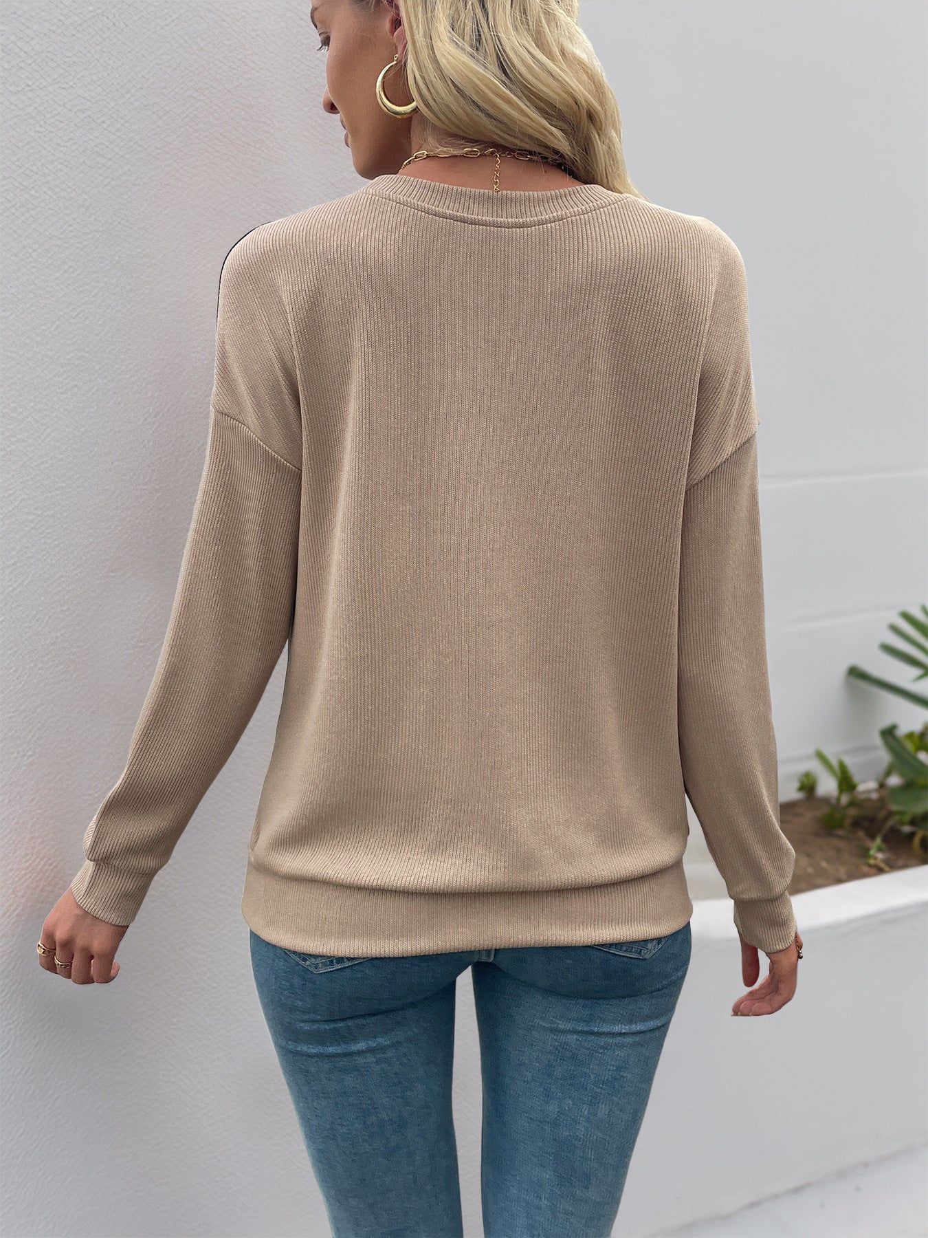 Personality Street Retro Trendy Long Sleeve round Neck Leopard Print Top Women