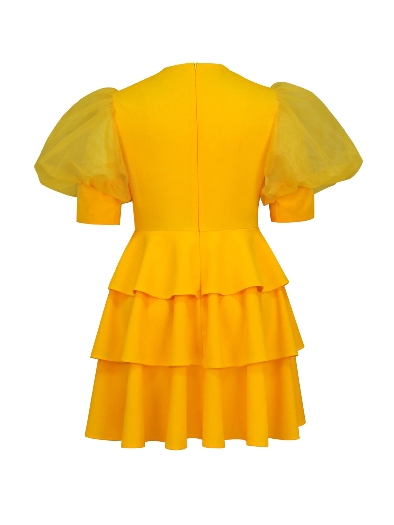 Puff Sleeve Tiered Dress Party Cocktail Party Modeling A line Dresses