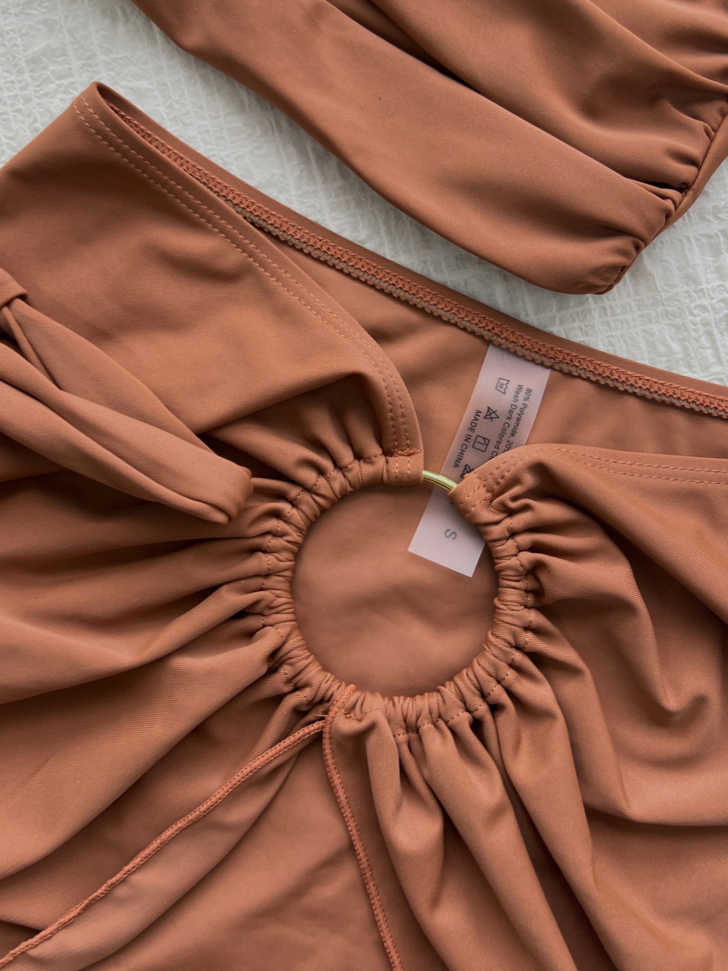 Solid Color Detachable Shoulder Strap Tube Top Tankini Solid Color Split Swimsuit Bikini Three Piece Sets