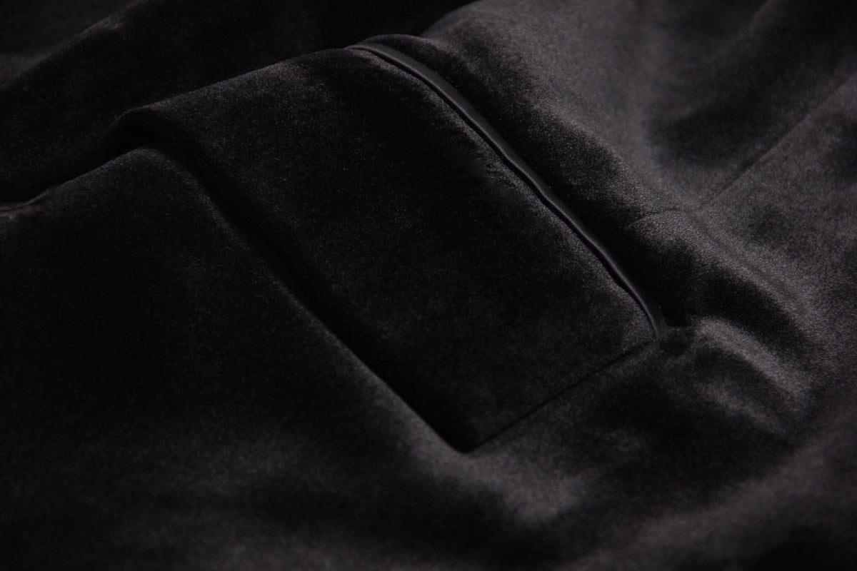 Spring Autumn Velvet Women Ostrich Feather Jacket Blazer