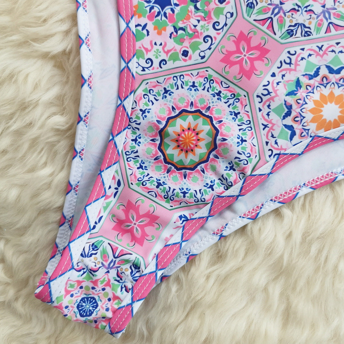 One Piece Swimsuit Women Retro Printed Sleeveless Close Fitting