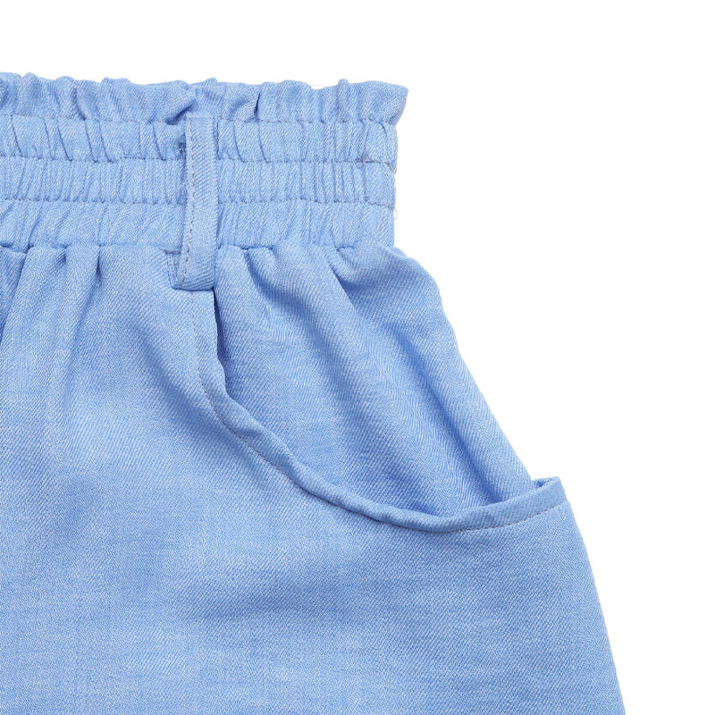 With Belt Skirt Summer Women Clothing Pocket Button Skirt