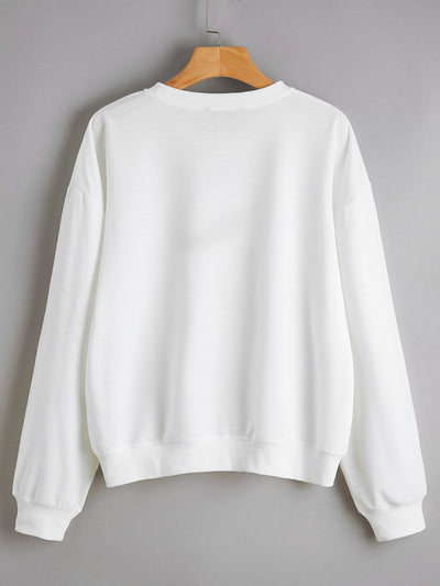 Christmas New Long Sleeve Sweatshirt Loose Girl Cartoon Sweatshirt Round Neck Printed