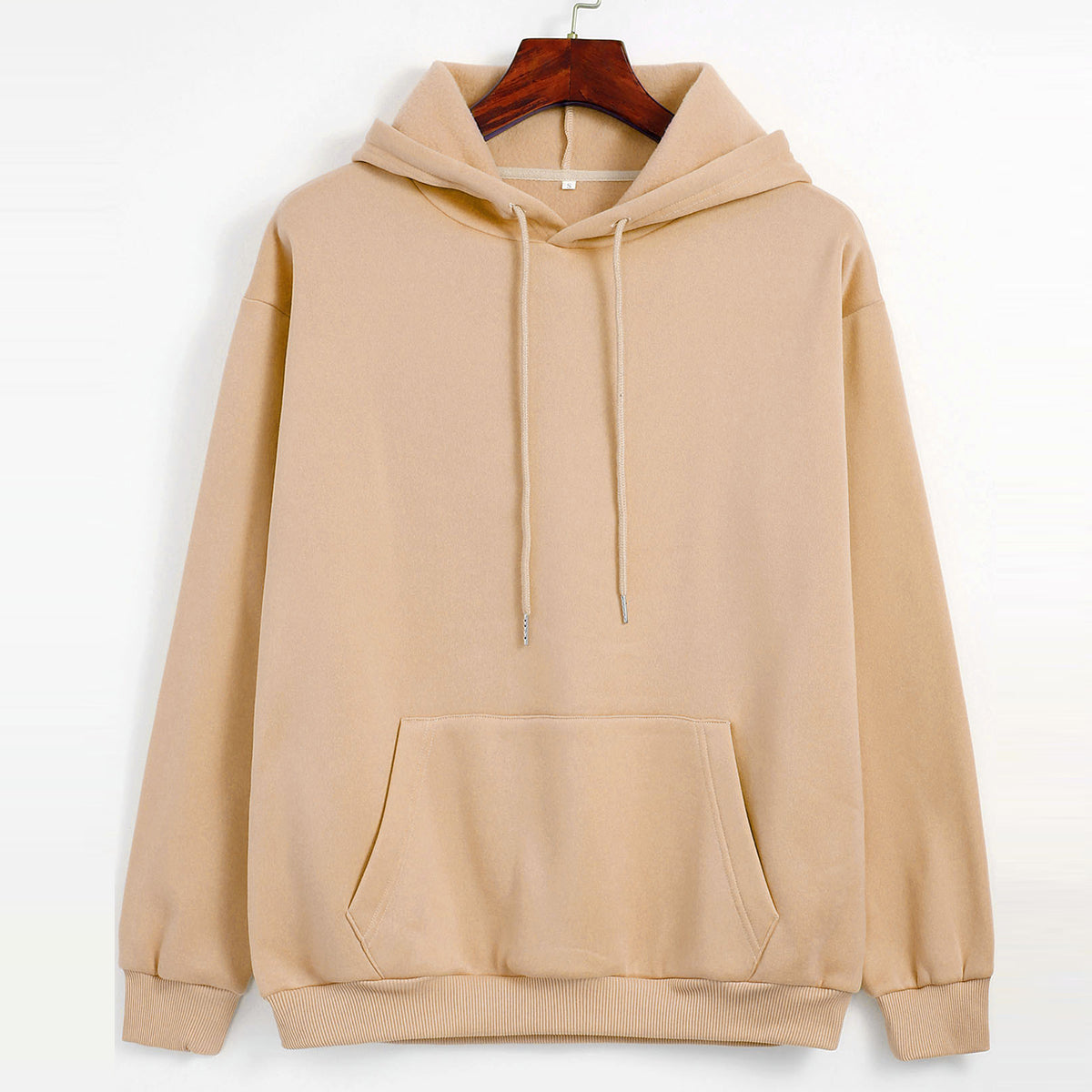 Spring Autumn Thickened Fleece Lined Solid Color Women Hooded Sports Thin Section Loose Trendy Women Hoodie