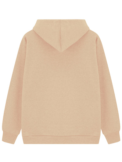 Spring Autumn Thickened Fleece Lined Solid Color Women Hooded Sports Thin Section Loose Trendy Women Hoodie
