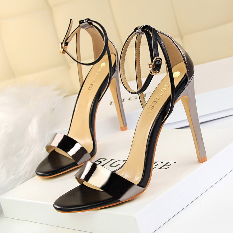 Sexy Nightclub Stiletto Heel Hollow Out Cutout out Spliced Ankle Strap Open Toe Hollow Out Cutout Women Sandals - GLAMWEARS