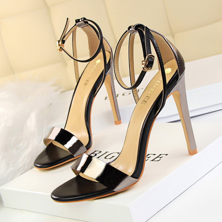 Sexy Nightclub Stiletto Heel Hollow Out Cutout out Spliced Ankle Strap Open Toe Hollow Out Cutout Women Sandals - GLAMWEARS