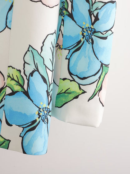 Summer Seaside Vacation Long Sleeve Shirt Casual Printing Blazer for Women