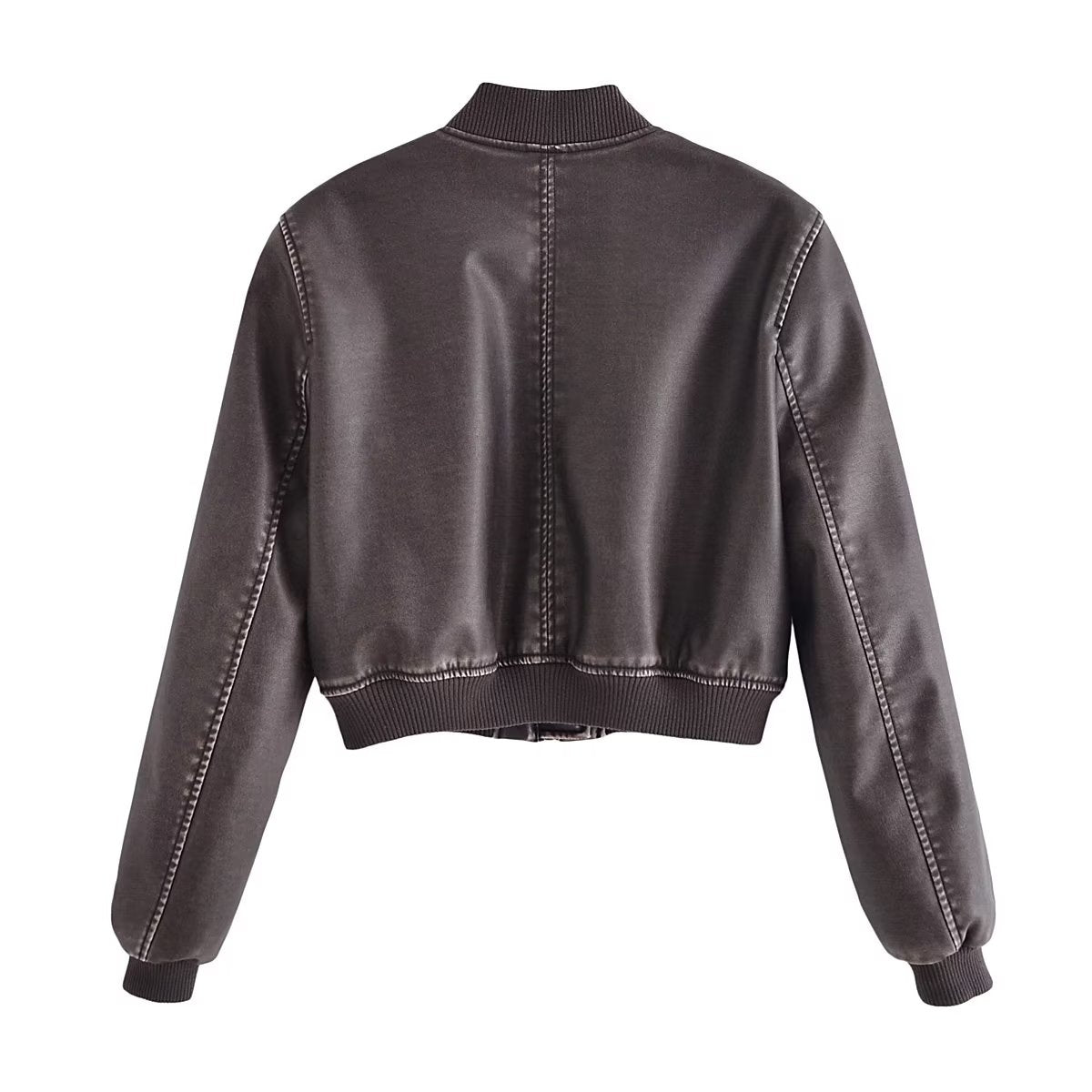 Spring Women Urban Casual Faux Leather Bomber Jacket