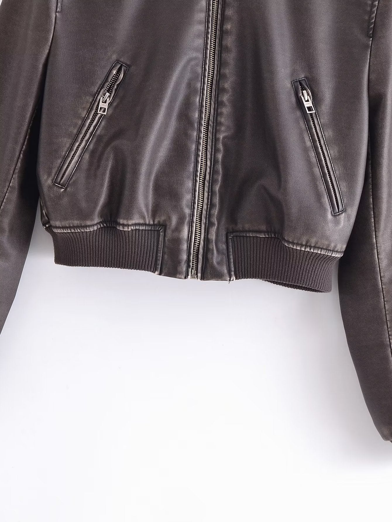 Spring Women Urban Casual Faux Leather Bomber Jacket