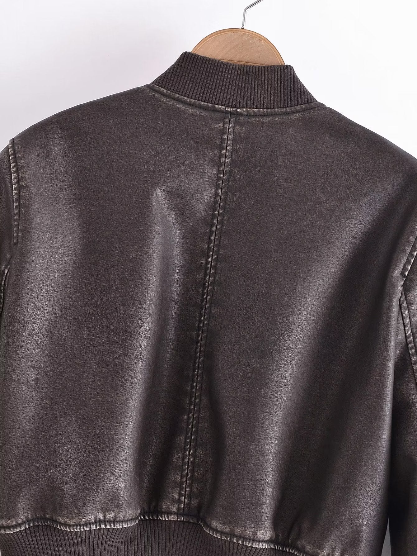 Spring Women Urban Casual Faux Leather Bomber Jacket