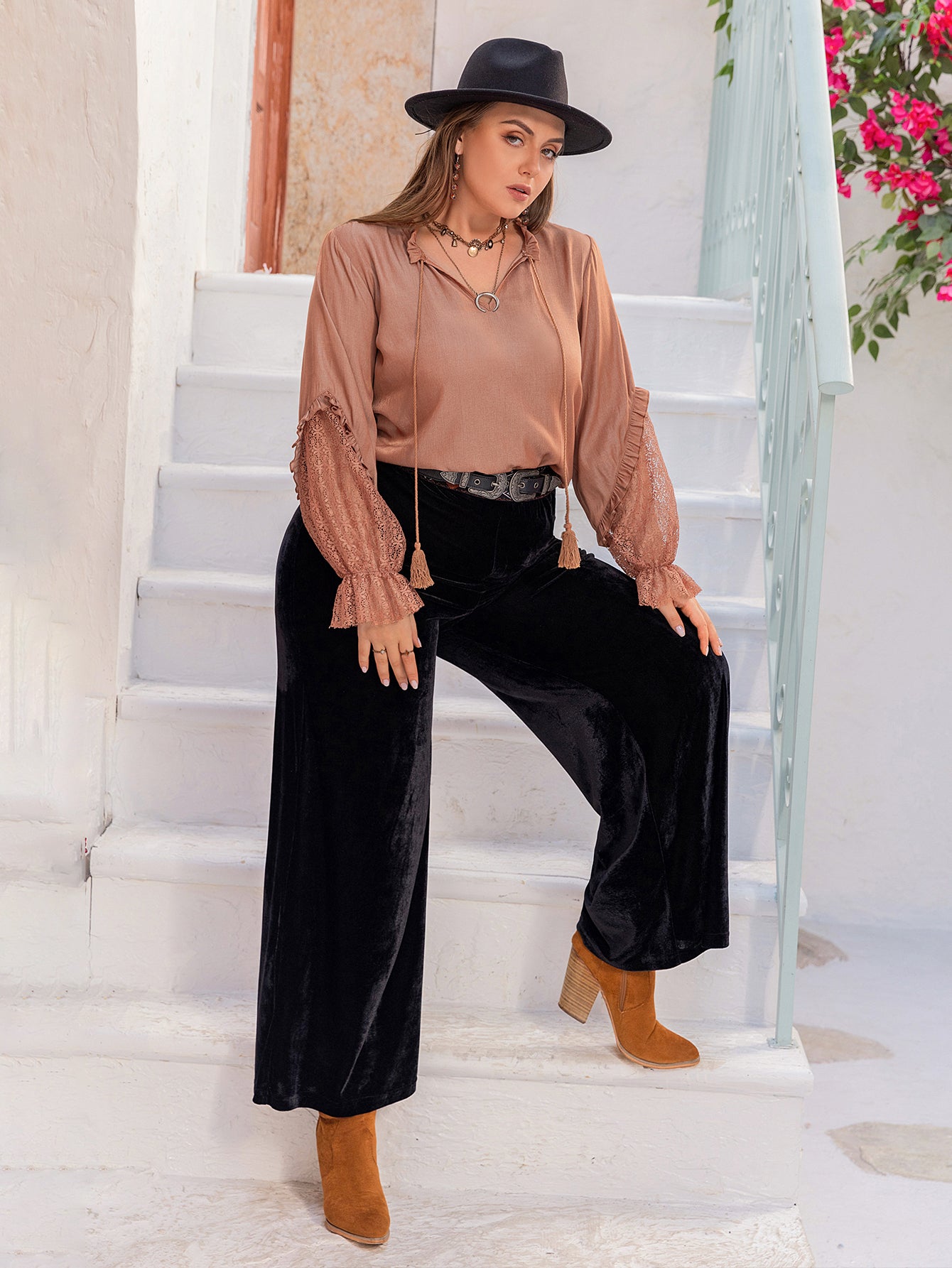 Plus Size Women Clothing Solid Color Casual Slim Shirt Top