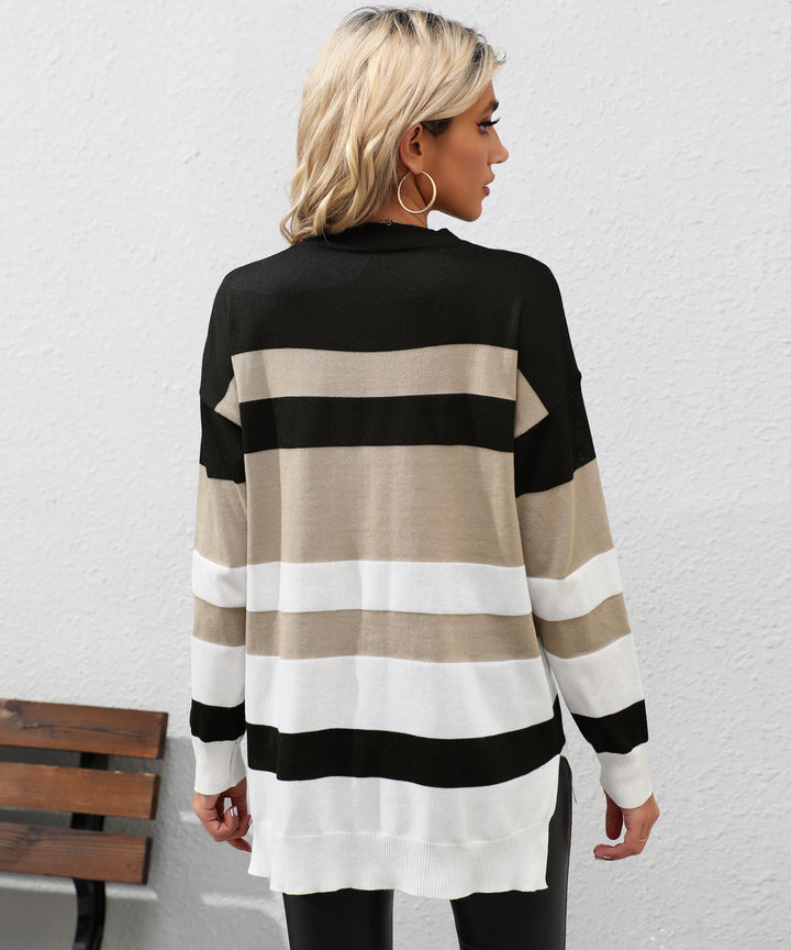 Autumn Women Wear Long Sleeve Color Matching Sweater - GLAMWEARS