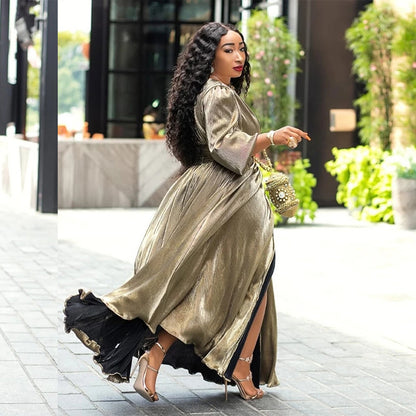 Dress Long Sleeve Slightly Summer plus Size Women Clothes Loose Dress Maternity Dress Maxi Dress Maternity Dress High Split