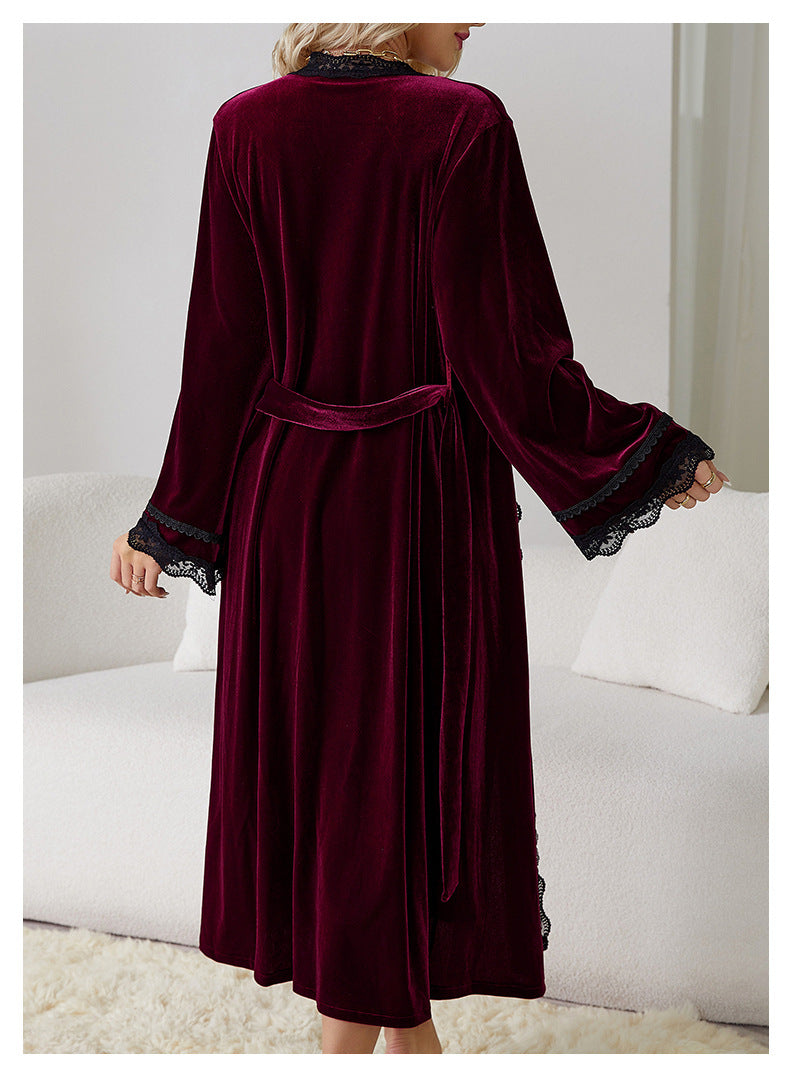 Wine Red Outerwear Gown
