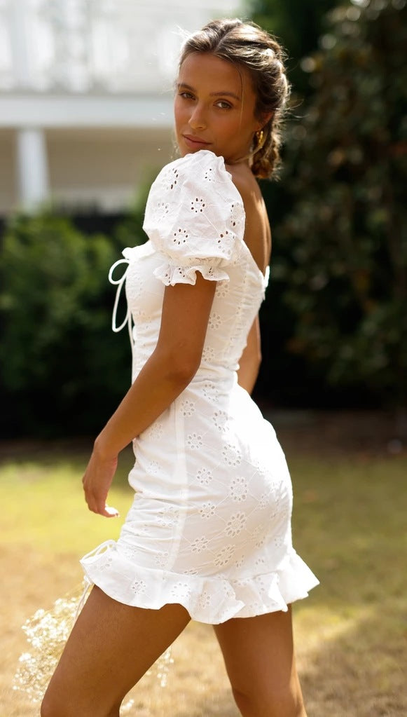 Women Hip Lace up Dress Women Sexy Pleated V neck Dress