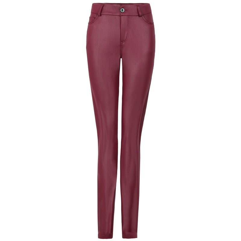 Autumn Winter New Wish Popular Solid Color Faux Leather Pants Casual Sexy Skinny Pants Women Trousers