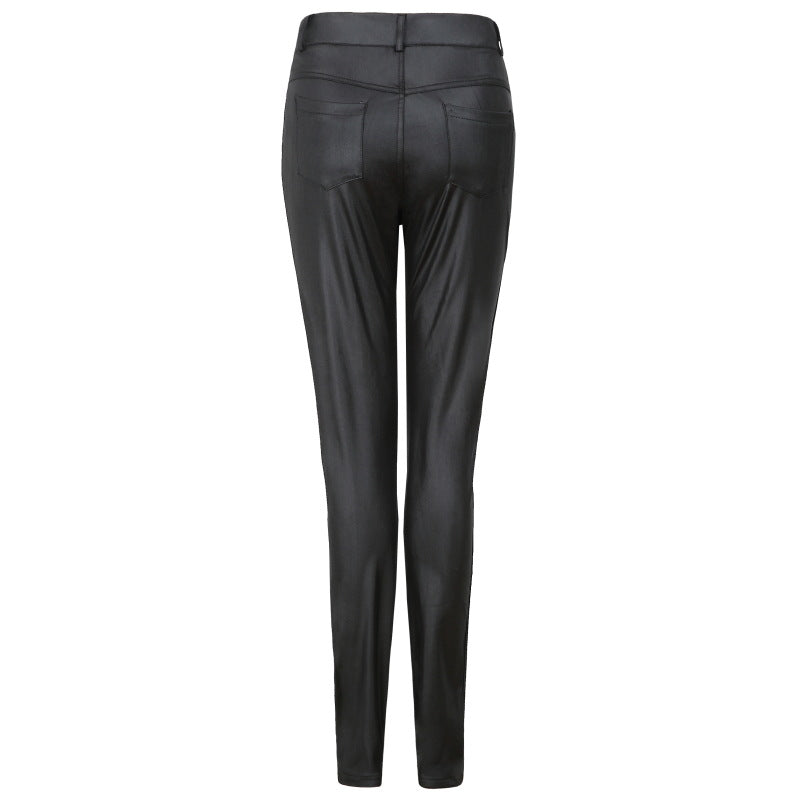 Autumn Winter New Wish Popular Solid Color Faux Leather Pants Casual Sexy Skinny Pants Women Trousers