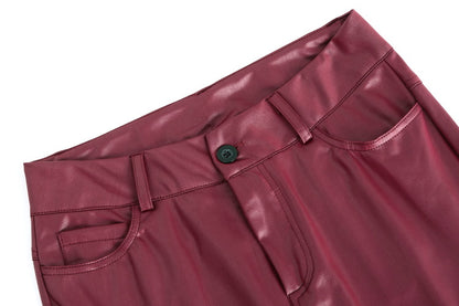Autumn Winter New Wish Popular Solid Color Faux Leather Pants Casual Sexy Skinny Pants Women Trousers