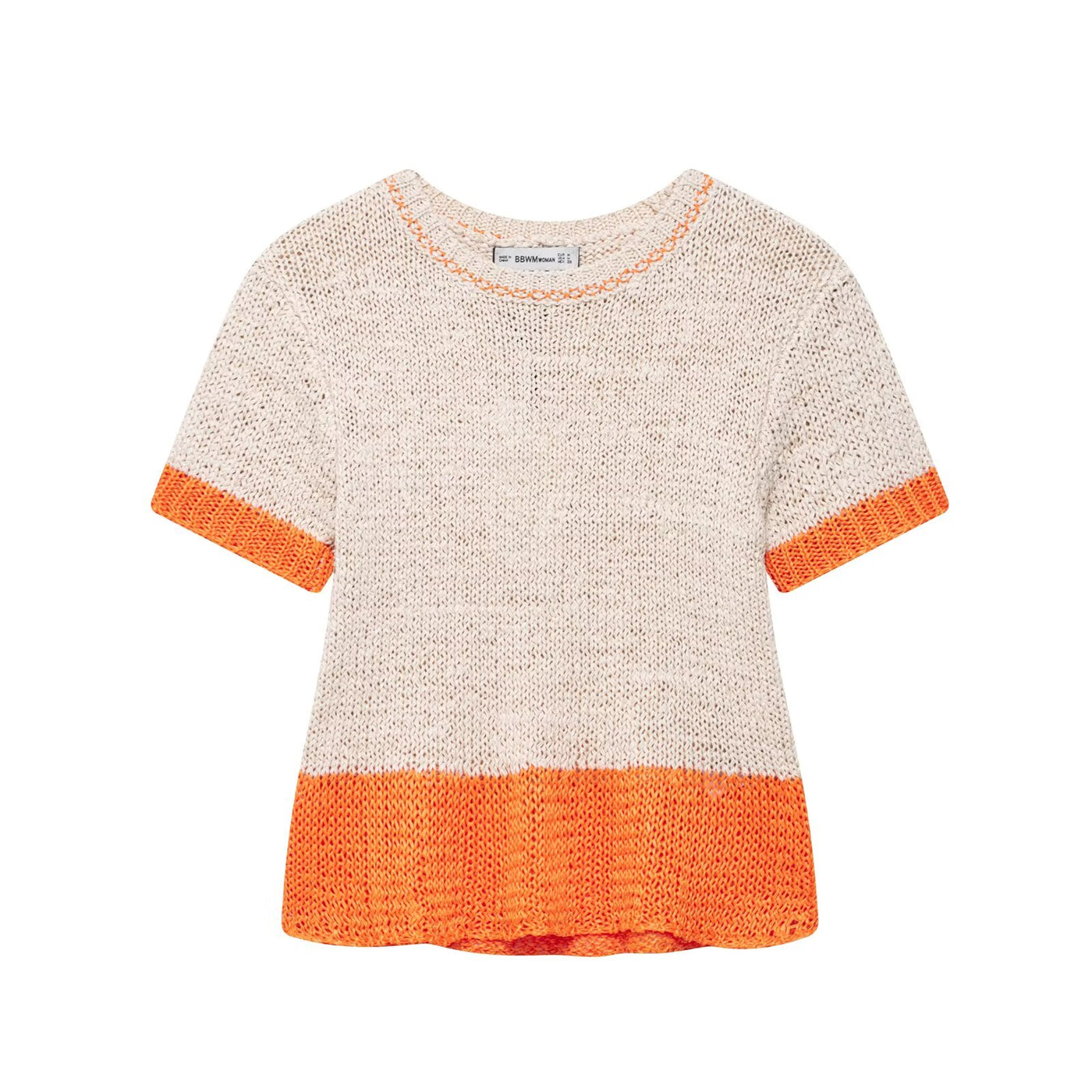 Spring Women Clothing Stylish Simple Short-Sleeved Knitted Top