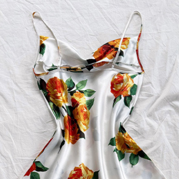 Summer Dacron Camisole Sleeveless Dress Sexy Printed Backless Slip Dress Nightdress