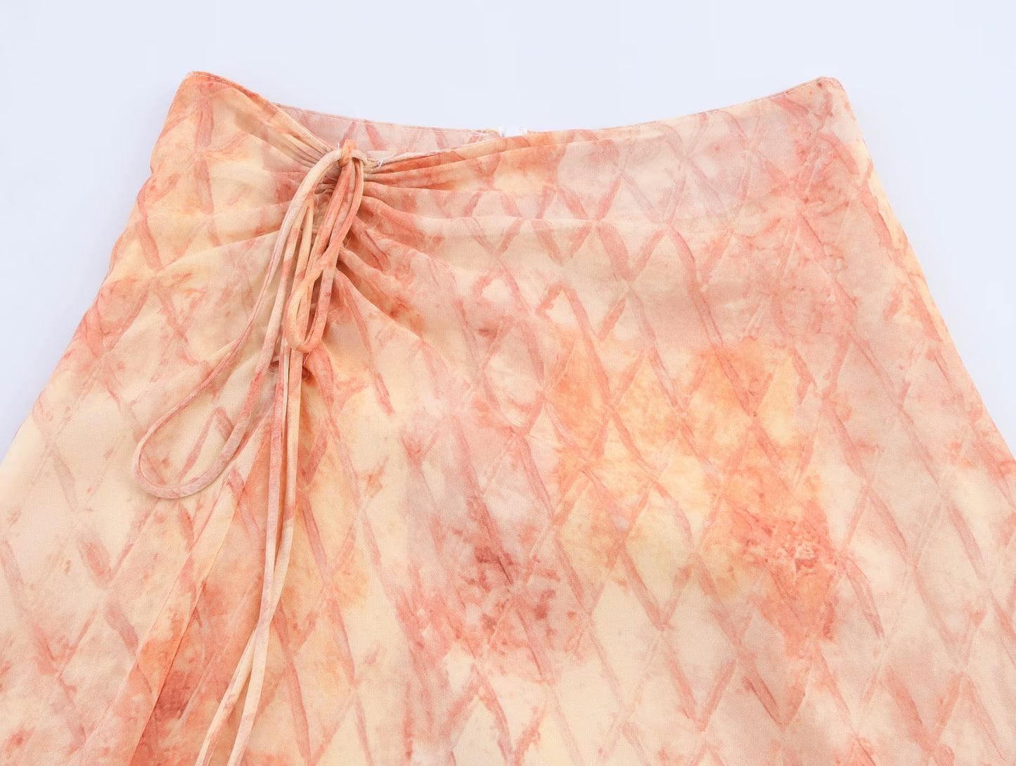 Women Clothing Summer Holiday Blooming Printed Pull Belt Chiffon Irregular Asymmetric Skirt