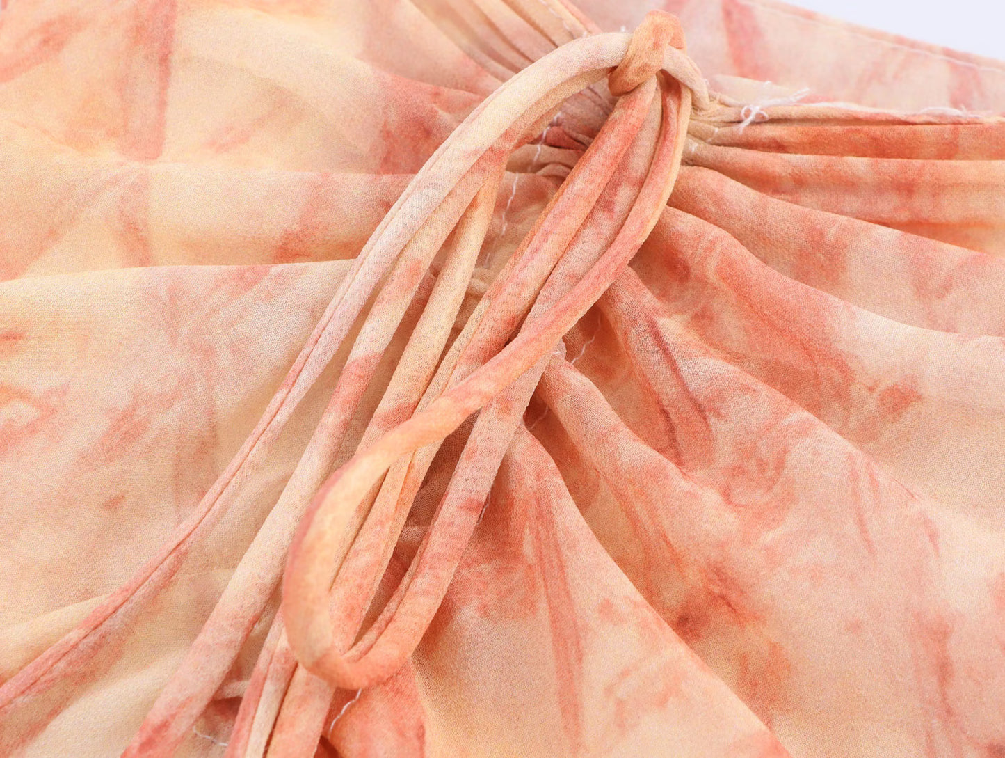 Women Clothing Summer Holiday Blooming Printed Pull Belt Chiffon Irregular Asymmetric Skirt