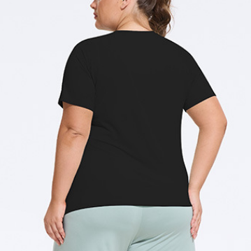 Plus Size Yoga Wear Women Sports Top T shirt with Short Sleeves Split Running Pilates Training Loose Blouse Workout Clothes