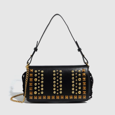 Women Bag Rivet Bag Retro Tassel Rivet Bag Adjustable Shoulder Crossbody Women Bag