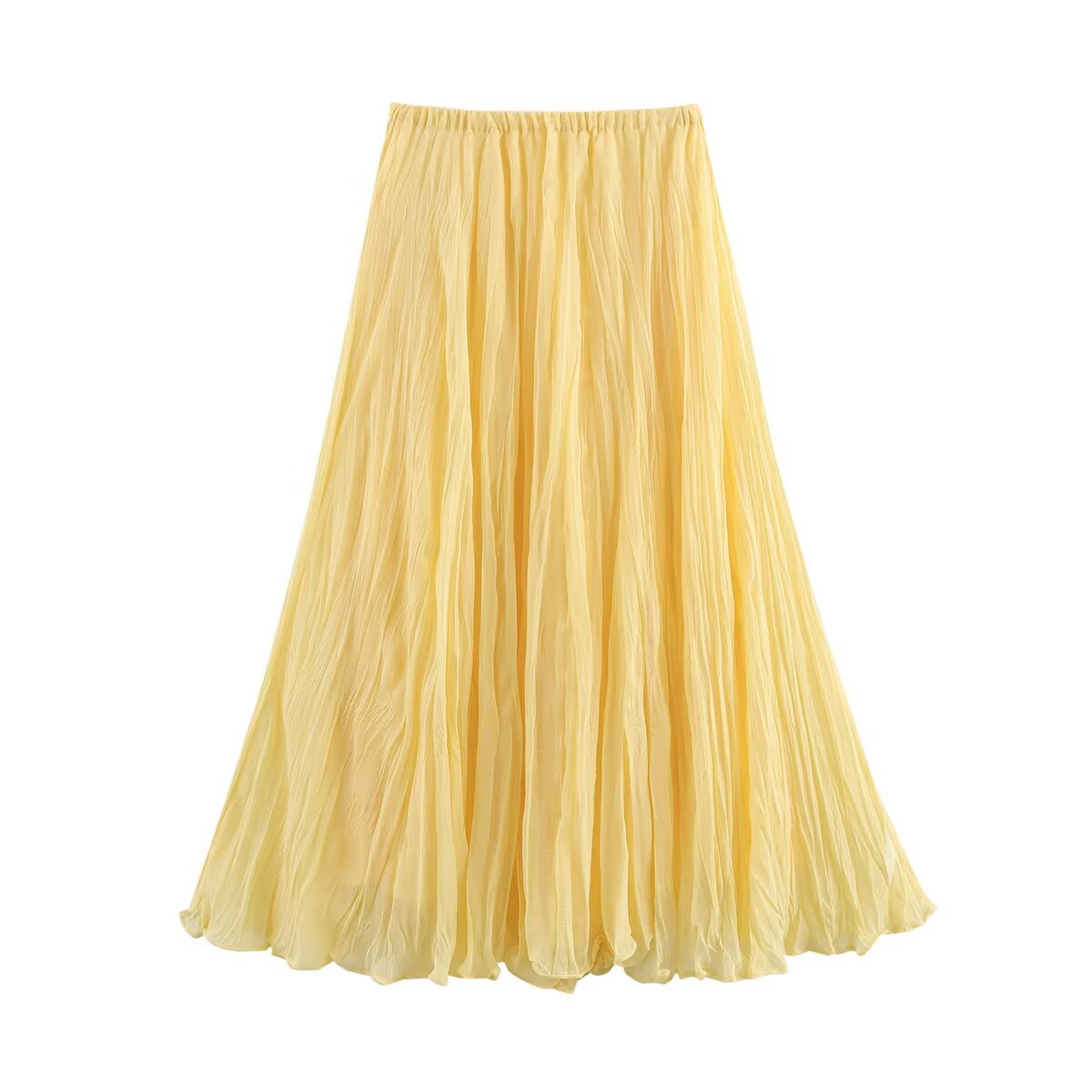 Summer Women Clothing Stylish Simple Candy Color Fold Effect Skirt