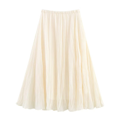 Summer Women Clothing Stylish Simple Candy Color Fold Effect Skirt
