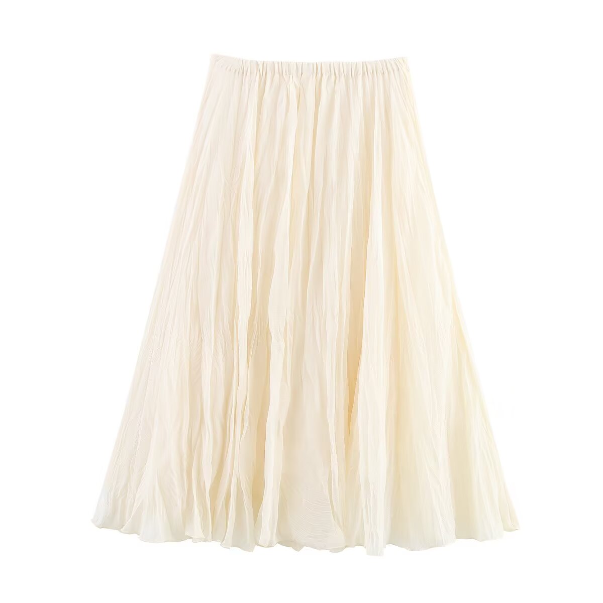 Summer Women Clothing Stylish Simple Candy Color Fold Effect Skirt
