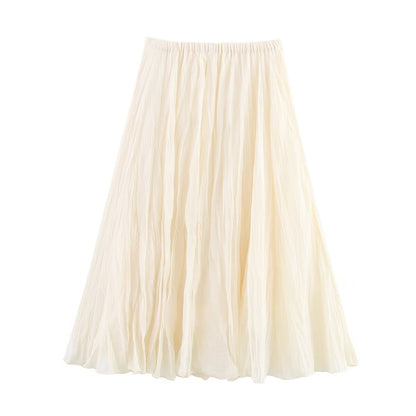 Summer Women Clothing Stylish Simple Candy Color Fold Effect Skirt