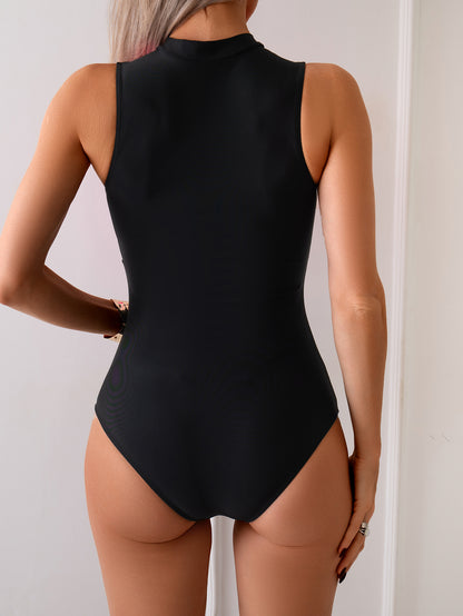 Women Swimsuit Zipper Color Matching Swimsuit