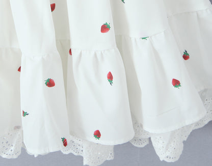Elastic Lace Embroidered Cherry Strawberry Princess Doll Dress