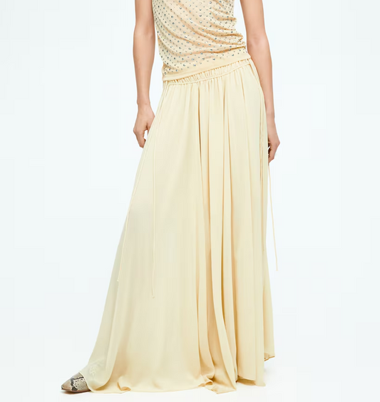 Summer Solid Color Design Irregular Asymmetric Five Colors String Decoration Chiffon Skirt