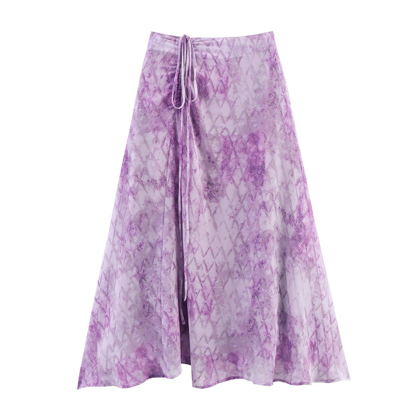 Women Clothing Fashionable All Match Blooming Printed Pull Belt Chiffon Irregular Asymmetric Skirt