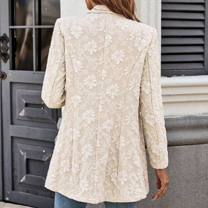 Autumn Winter Jacquard Blazers Single Buckle Slimming Office Workplace Coat Women
