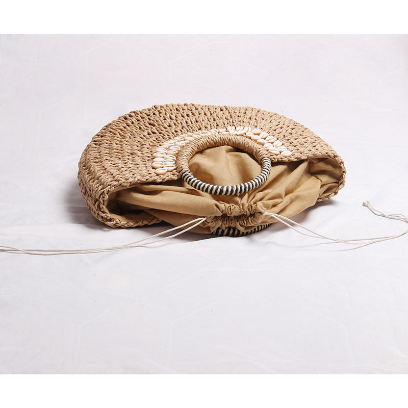All Match Straw Bag Semicircle Rattan Weave Bag Woven Bag Portable Mori Girl Vacation Beach Bag
