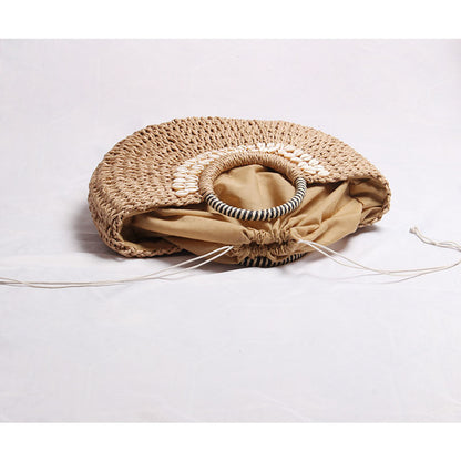 All Match Straw Bag Semicircle Rattan Weave Bag Woven Bag Portable Mori Girl Vacation Beach Bag
