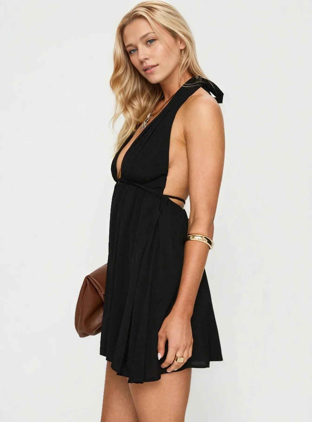 Women Clothing Sexy Backless Dress Summer High Waist A line Cocktail Short Evening Dress