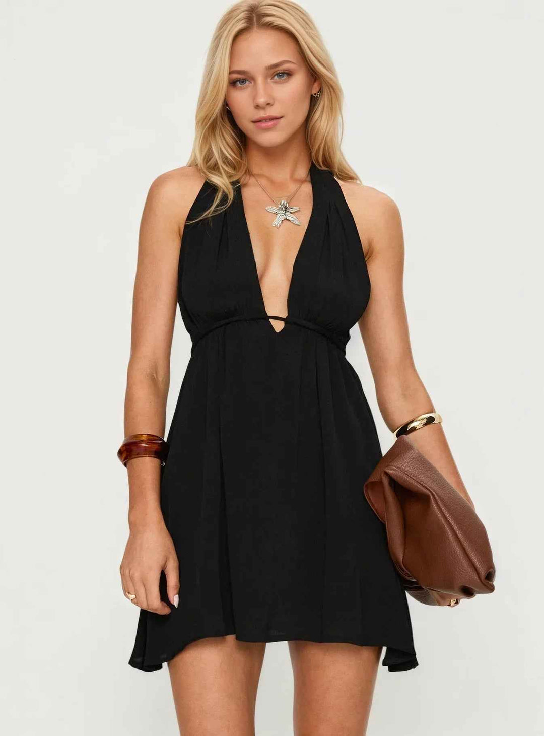 Women Clothing Sexy Backless Dress Summer High Waist A line Cocktail Short Evening Dress