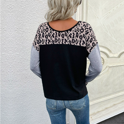 Early Autumn Middle East Women Street Pullover round Neck Patchwork Sweater Women