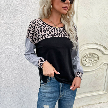 Early Autumn Middle East Women Street Pullover round Neck Patchwork Sweater Women