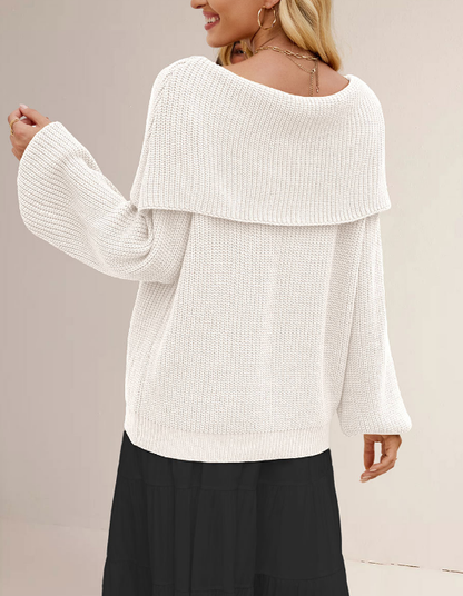 Autumn Winter Women Clothing Loose Sweater off Neck Pullover Sweater
