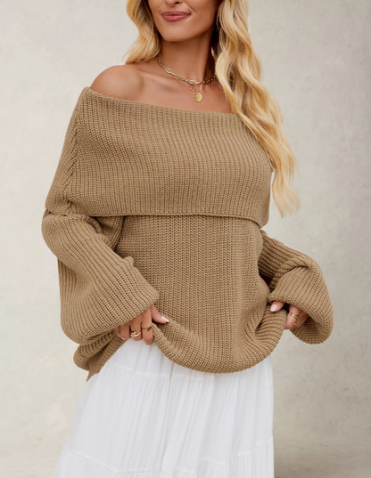 Autumn Winter Women Clothing Loose Sweater off Neck Pullover Sweater