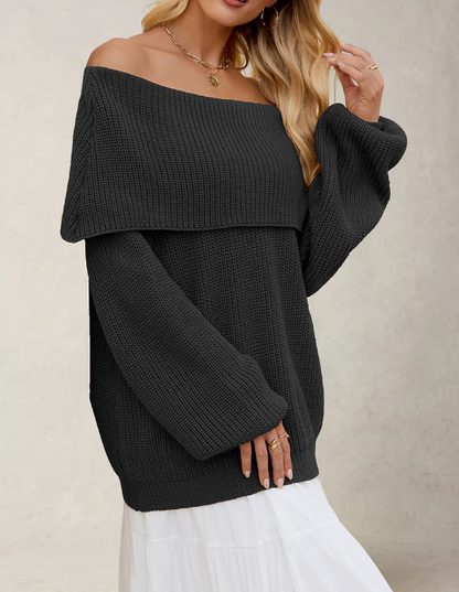 Autumn Winter Women Clothing Loose Sweater off Neck Pullover Sweater