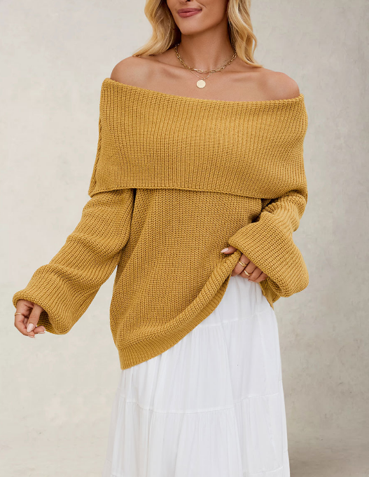 Autumn Winter Women Clothing Loose Sweater off Neck Pullover Sweater