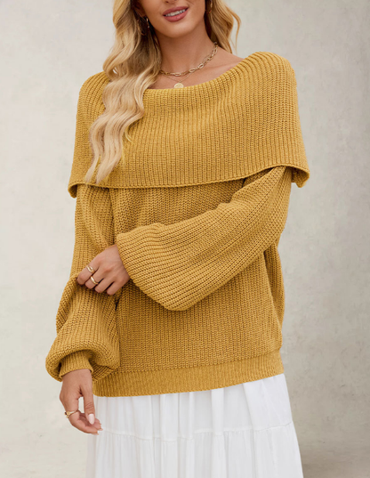 Autumn Winter Women Clothing Loose Sweater off Neck Pullover Sweater